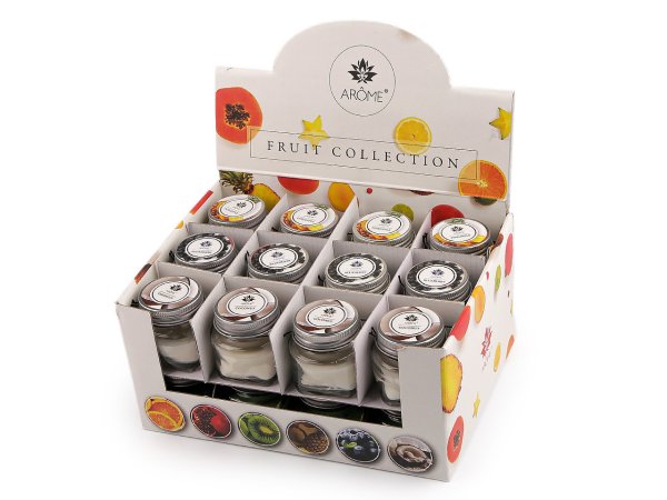 Malá vonná svíčka ve skle s jmenovkou 28 g Fruit, Floral