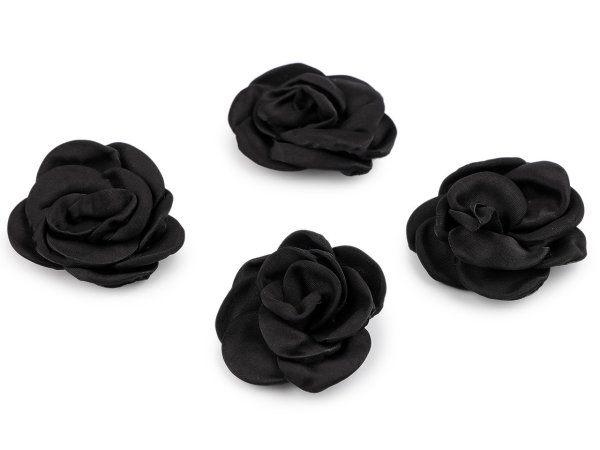 Saténový květ růže k našití a nalepení Ø5; 6 cm