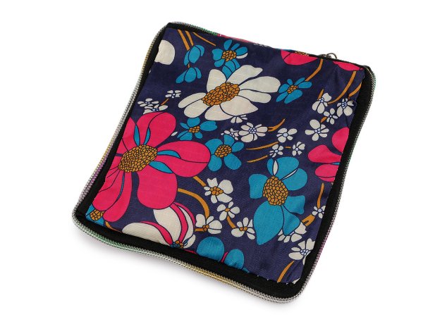 Skládací nákupní taška se zipem pevná 38x44 cm