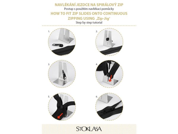 Pomůcka na navlékání jezdců na spirálové zipy No 3; 4; 5; 8; 10