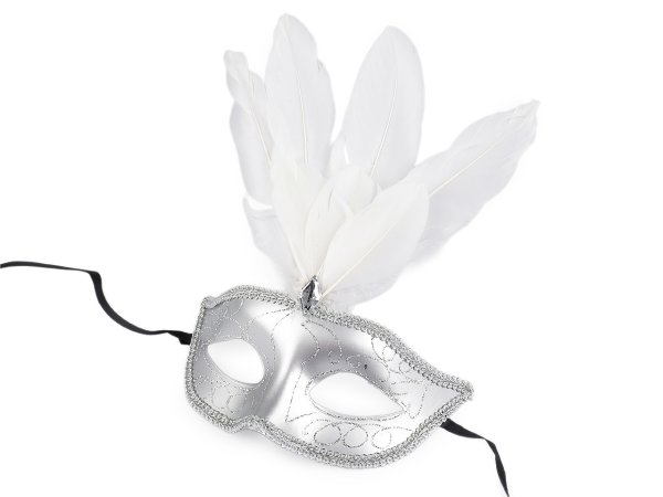 Karnevalová maska - škraboška s peřím