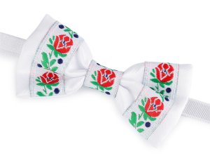 Saténový motýlek folklor hand made, délka 9 cm