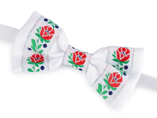 Saténový motýlek folklor hand made, délka 9 cm