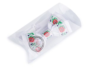 Saténový motýlek folklor hand made, délka 9 cm