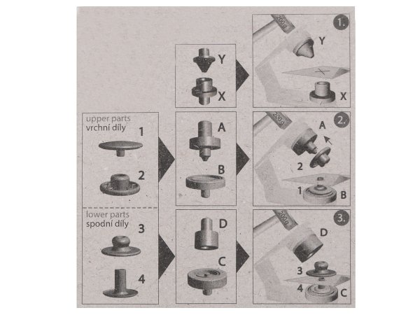 Knoflíky stiskací s pérkem Wuk Ø15 mm na středně silné látky
