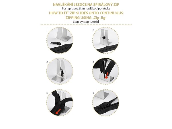 Pomůcka na navlékání jezdců na spirálové zipy No 3; 4; 5; 8; 10