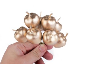 Umělá jablíčka na drátku metalická