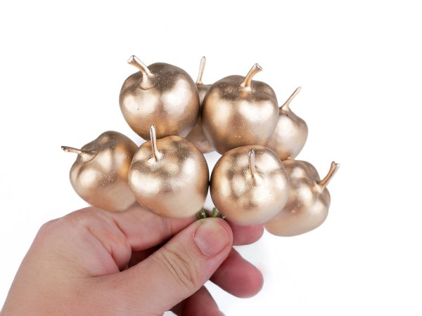 Umělá jablíčka na drátku metalická