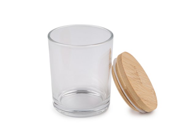 Sklenička na výrobu svíček s bambusovým víkem