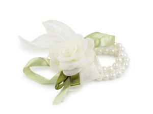 Perlový náramek svatební pro družičky s květy