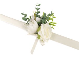 Náramek s květy pro družičky s uvazovací stuhou