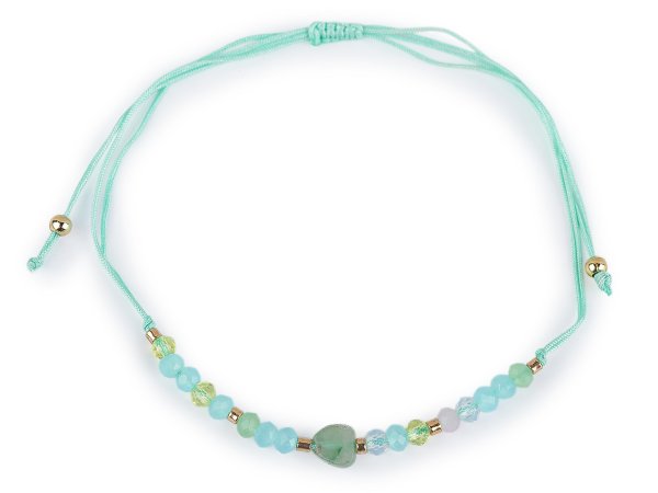 Náramek shamballa srdce a broušené korálky s AB efektem