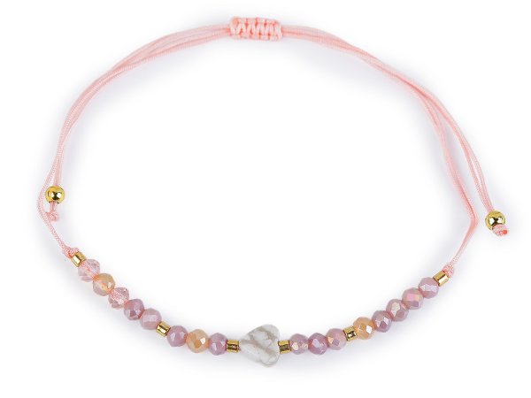 Náramek shamballa srdce a broušené korálky s AB efektem