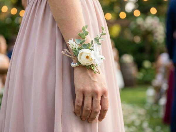 Perlový náramek svatební pro družičky s květy