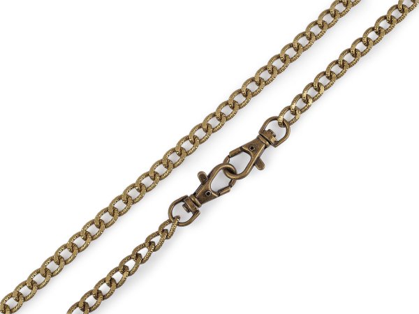 Řetízek na kabelky s reliéfem, s karabinou, délka 120 cm