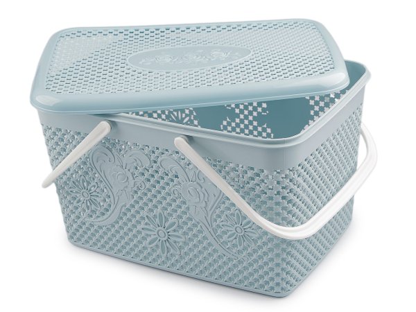 Plastový košík s víkem 20x35 cm