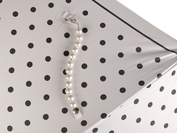 Dámský vystřelovací deštník s puntíky a perlami