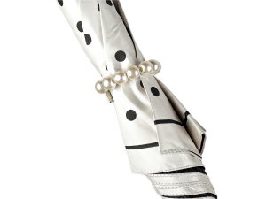 Dámský vystřelovací deštník s puntíky a perlami