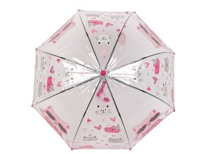 Dětský průhledný vystřelovací deštník kočka