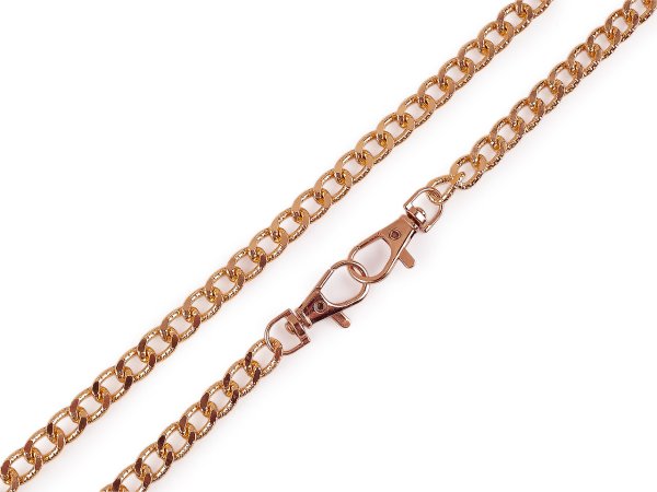 Řetízek na kabelky s reliéfem, s karabinou, délka 120 cm