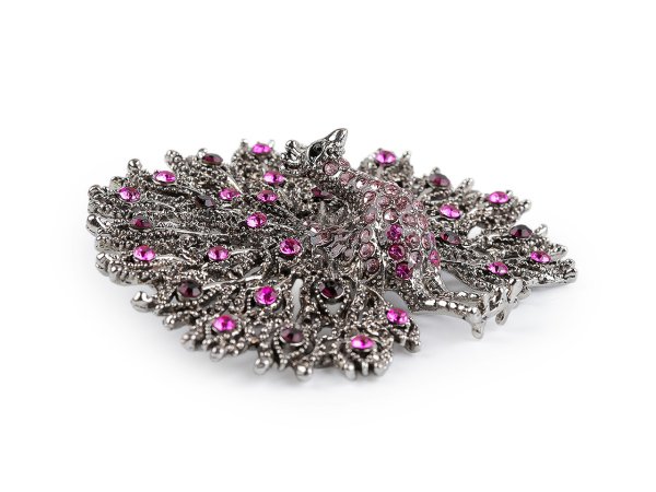 Brož s broušenými kamínky páv