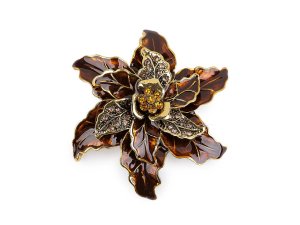 Brož s broušenýmim kamínky květ