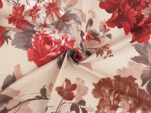 Bavlněná látka / plátno květy / růže šíře 220 cm