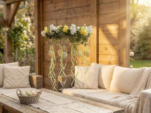 Závěsný proutěný věnec Ø36 cm s 8 háčky