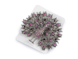 Brož s broušenými kamínky páv