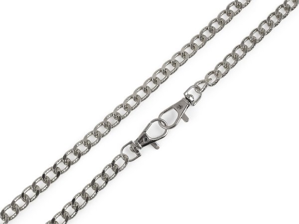 Řetízek na kabelky s reliéfem, s karabinou, délka 120 cm