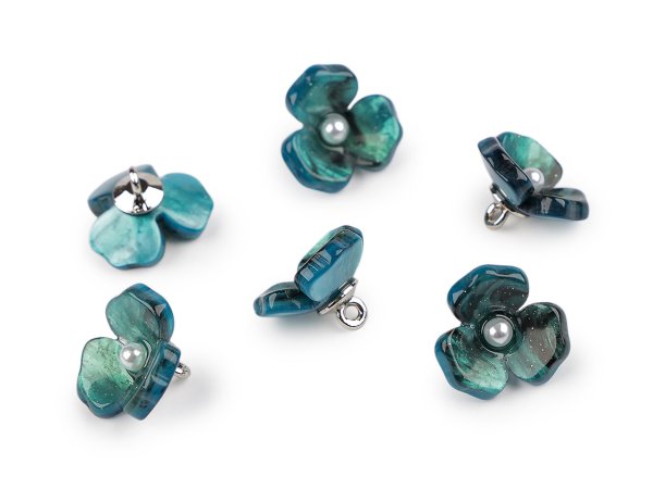 Knoflík květ z pryskyřice s perlou velikost 26"