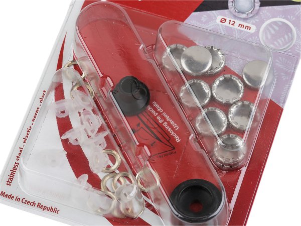 Knoflík zapínací pro ruční potahování nerezový Ø12; 15 mm