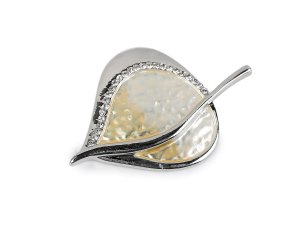 Magnetická brož s broušenými kamínky list