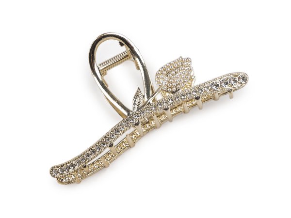 Skřipec do vlasů kovový s broušenými kamínky