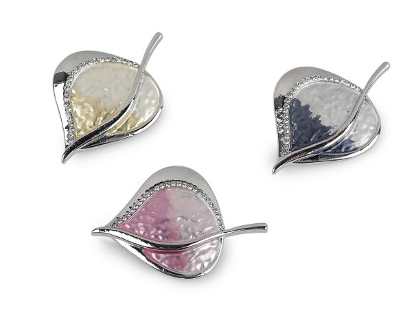 Magnetická brož s broušenými kamínky list