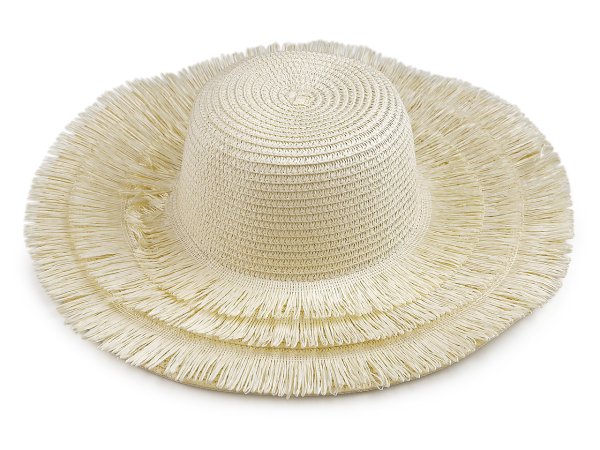 Dámský letní klobouk / slamák k dozdobení s třásněmi