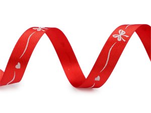 Saténová stuha šíře 15 mm mašličky a srdíčka