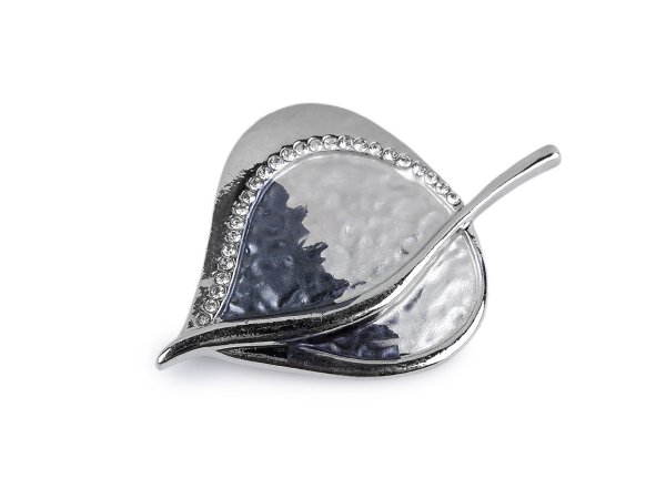 Magnetická brož s broušenými kamínky list