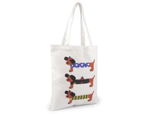 Textilní taška bavlněná psi 35x38 cm