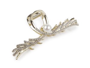 Skřipec do vlasů kovový s broušenými kamínky