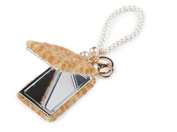 Plyšové kosmetické zrcátko / přívěsek na kabelku