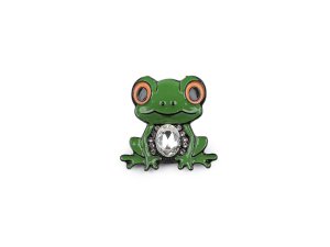 Brož s broušenými kamínky žabka, tučňák