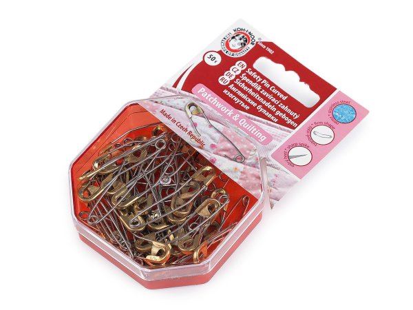 Spínací špendlíky zahnuté na patchwork délka 40 mm