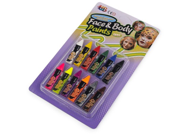 Barvy na obličej tyčinka, sada 12 ks