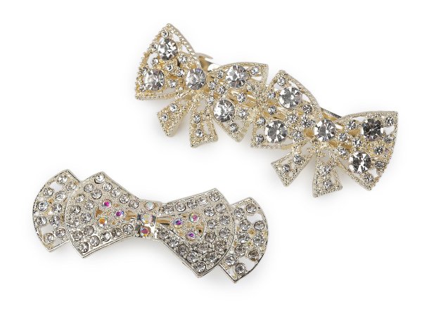 Francouzská spona do vlasů s perlami a broušenými kamínky