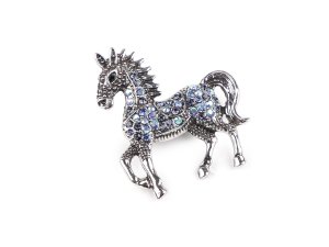Brož s broušenými kamínky kůň