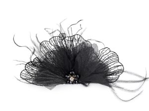 Brož se skleněnými broušenými korálky a peřím