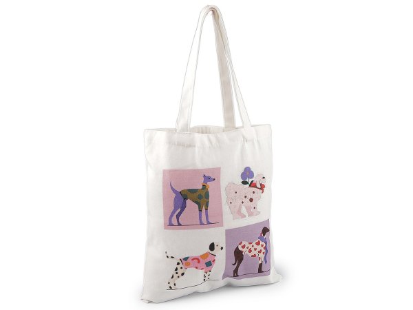 Textilní taška bavlněná psi 35x38 cm