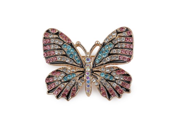 Brož s broušenými kamínky motýl