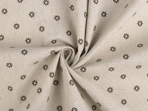 Bavlněná metráž / imitace lnu hrubší, květy